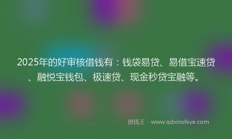 2025年的好审核借钱有：钱袋易贷、易借宝速贷、融悦宝钱包、极速贷、现金秒贷宝融等。
