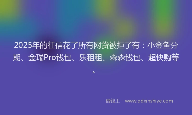 2025年的征信花了所有网贷被拒了有：小金鱼分期、金瑞Pro钱包、乐租租、森森钱包、超快购等。
