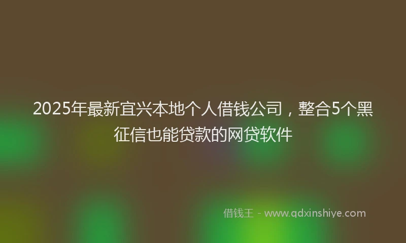 2025年最新宜兴本地个人借钱公司，整合5个黑征信也能贷款的网贷软件