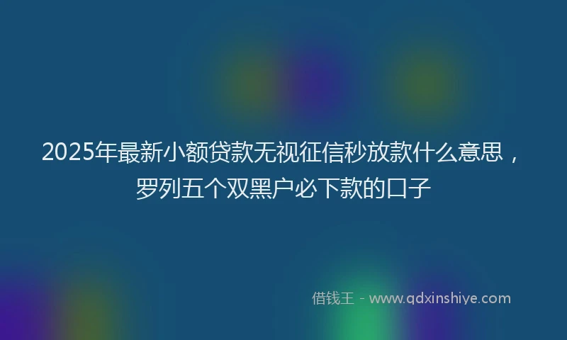 2025年最新小额贷款无视征信秒放款什么意思，罗列五个双黑户必下款的口子