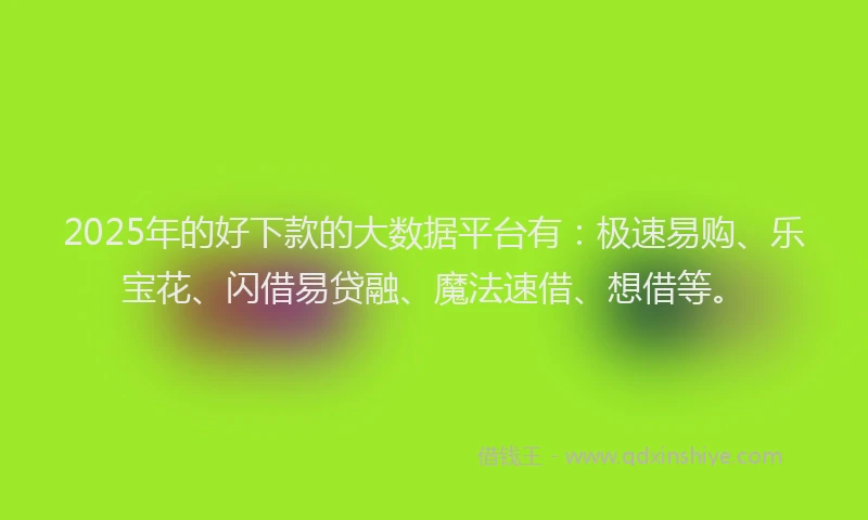 2025年的好下款的大数据平台有：极速易购、乐宝花、闪借易贷融、魔法速借、想借等。