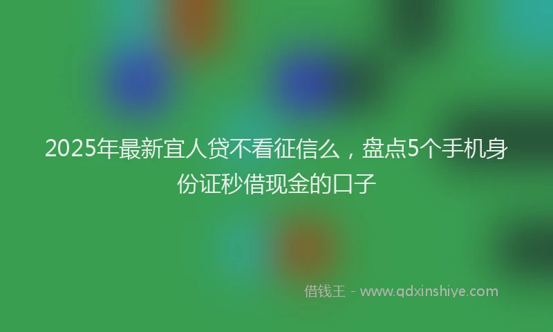 2025年最新宜人贷不看征信么，盘点5个手机身份证秒借现金的口子
