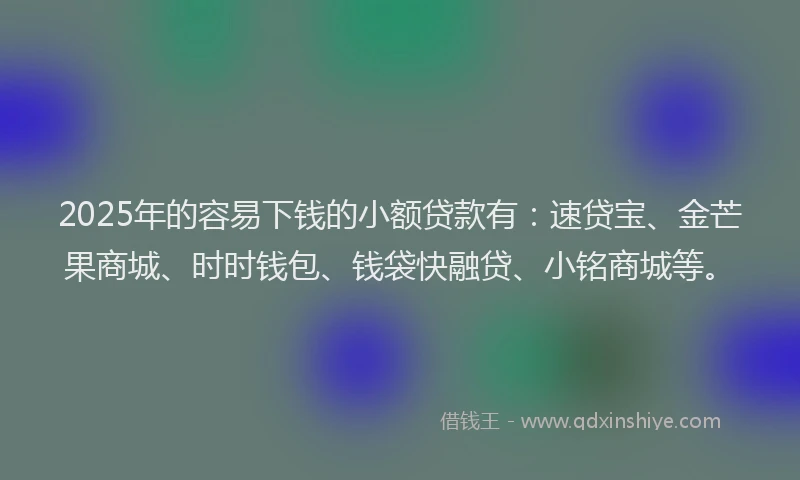 2025年的容易下钱的小额贷款有：速贷宝、金芒果商城、时时钱包、钱袋快融贷、小铭商城等。
