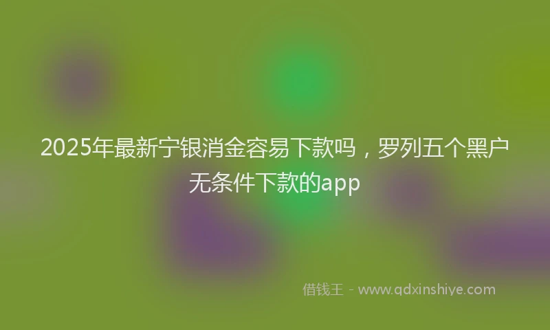 2025年最新宁银消金容易下款吗，罗列五个黑户无条件下款的app