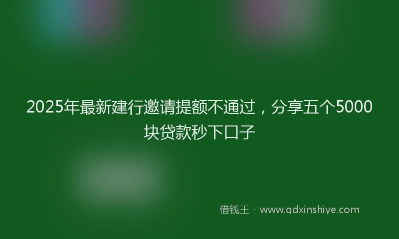 2025年最新建行邀请提额不通过，分享五个5000块贷款秒下口子
