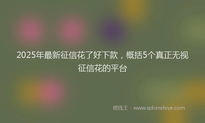 2025年最新征信花了好下款，概括5个真正无视征信花的平台
