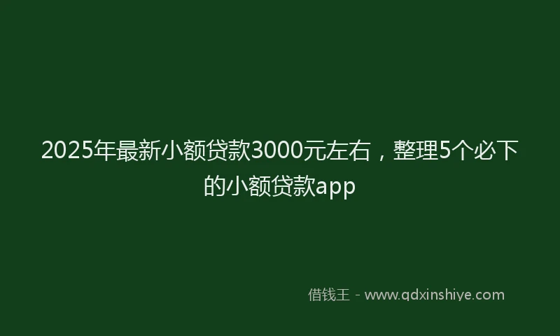 2025年最新小额贷款3000元左右，整理5个必下的小额贷款app