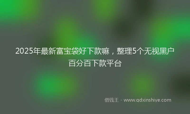 2025年最新富宝袋好下款嘛，整理5个无视黑户百分百下款平台