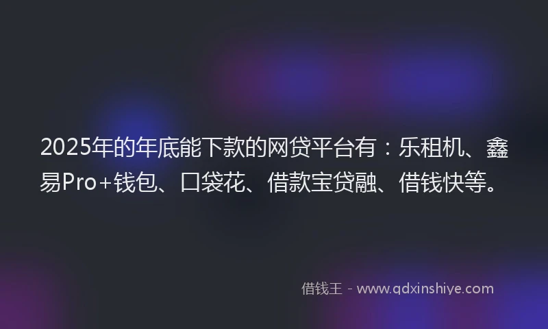 2025年的年底能下款的网贷平台有：乐租机、鑫易Pro+钱包、口袋花、借款宝贷融、借钱快等。