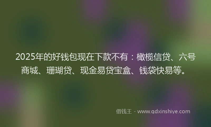 2025年的好钱包现在下款不有：橄榄信贷、六号商城、珊瑚贷、现金易贷宝盒、钱袋快易等。