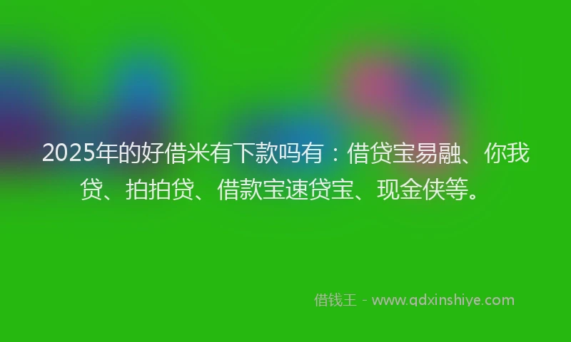 2025年的好借米有下款吗有：借贷宝易融、你我贷、拍拍贷、借款宝速贷宝、现金侠等。