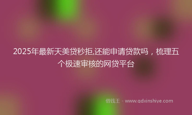 2025年最新天美贷秒拒,还能申请贷款吗，梳理五个极速审核的网贷平台