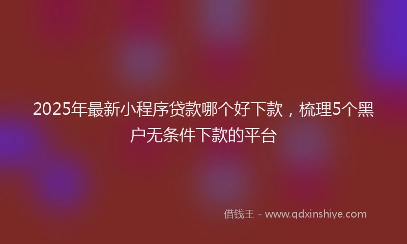 2025年最新小程序贷款哪个好下款，梳理5个黑户无条件下款的平台