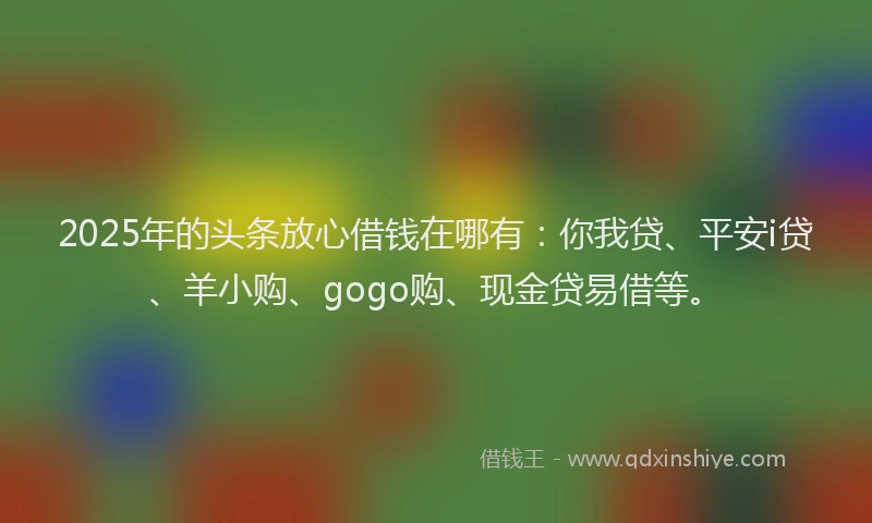 2025年的头条放心借钱在哪有：你我贷、平安i贷、羊小购、gogo购、现金贷易借等。