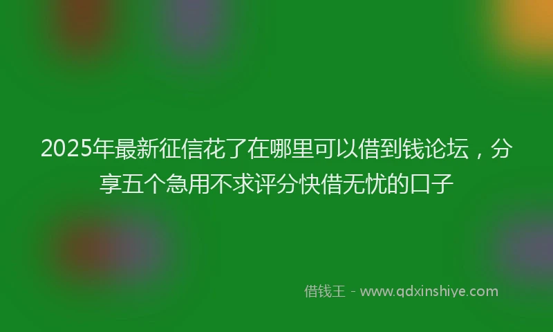 2025年最新征信花了在哪里可以借到钱论坛，分享五个急用不求评分快借无忧的口子