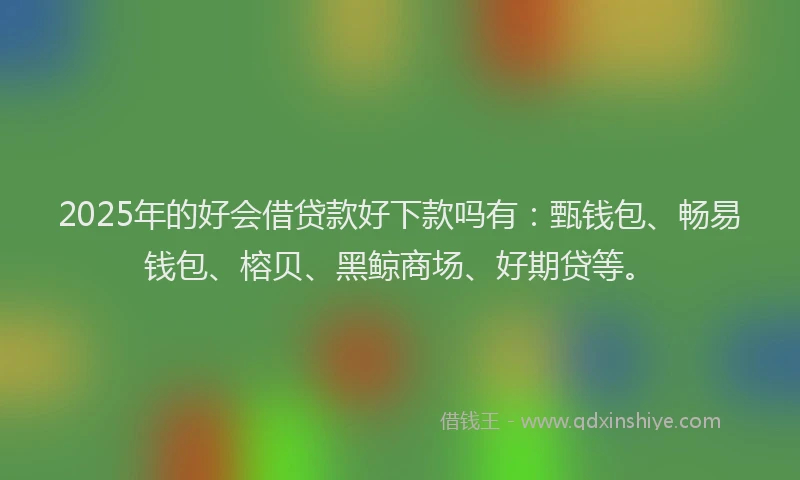 2025年的好会借贷款好下款吗有：甄钱包、畅易钱包、榕贝、黑鲸商场、好期贷等。