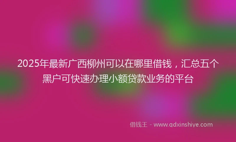 2025年最新广西柳州可以在哪里借钱，汇总五个黑户可快速办理小额贷款业务的平台