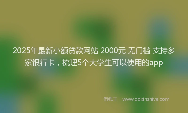2025年最新小额贷款网站 2000元 无门槛 支持多家银行卡，梳理5个大学生可以使用的app