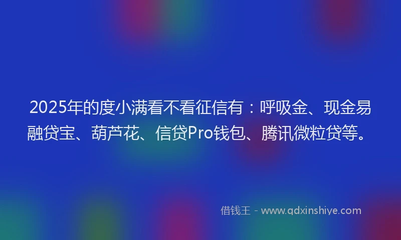 2025年的度小满看不看征信有：呼吸金、现金易融贷宝、葫芦花、信贷Pro钱包、腾讯微粒贷等。