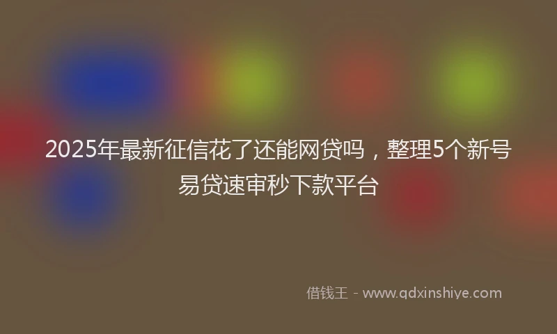 2025年最新征信花了还能网贷吗，整理5个新号易贷速审秒下款平台