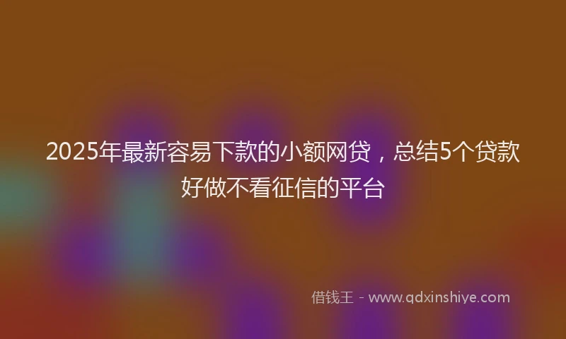 2025年最新容易下款的小额网贷，总结5个贷款好做不看征信的平台