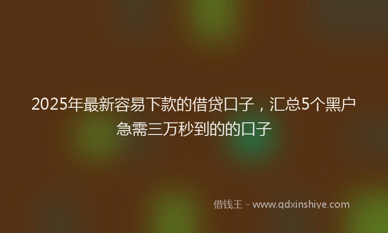 2025年最新容易下款的借贷口子，汇总5个黑户急需三万秒到的的口子