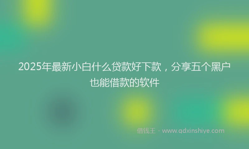2025年最新小白什么贷款好下款，分享五个黑户也能借款的软件