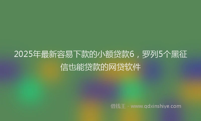 2025年最新容易下款的小额贷款6，罗列5个黑征信也能贷款的网贷软件