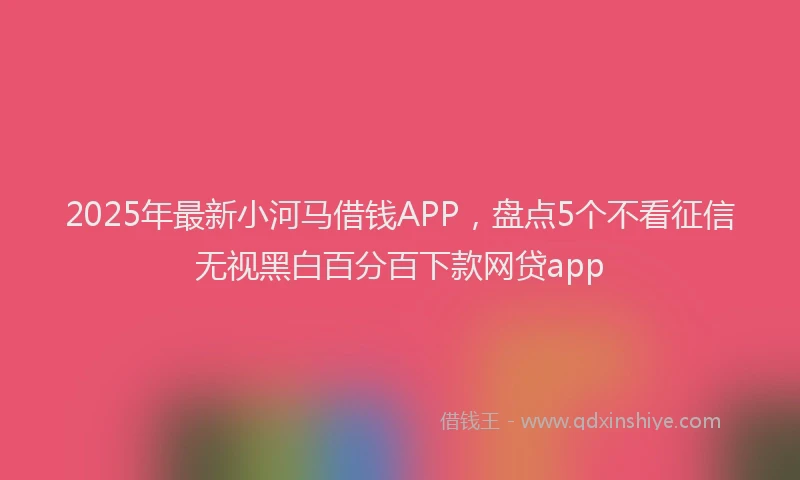 2025年最新小河马借钱APP，盘点5个不看征信无视黑白百分百下款网贷app