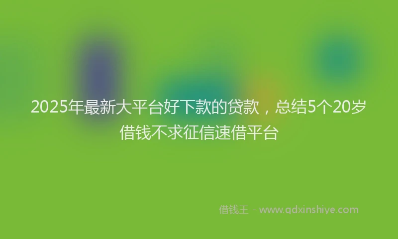 2025年最新大平台好下款的贷款，总结5个20岁借钱不求征信速借平台