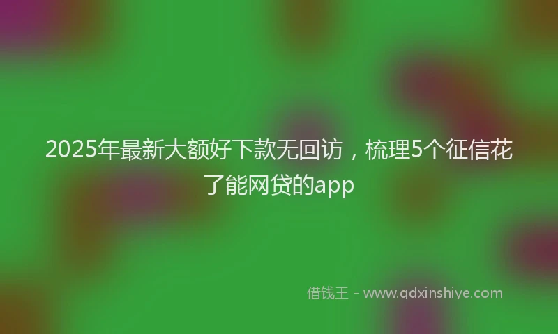 2025年最新大额好下款无回访，梳理5个征信花了能网贷的app