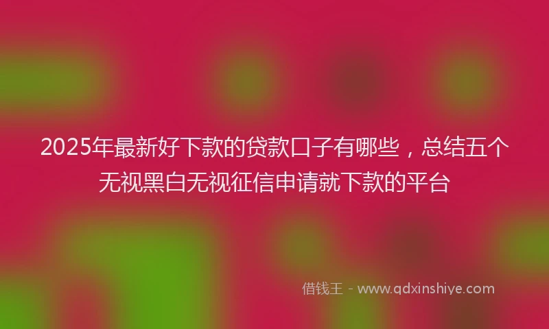 2025年最新好下款的贷款口子有哪些，总结五个无视黑白无视征信申请就下款的平台