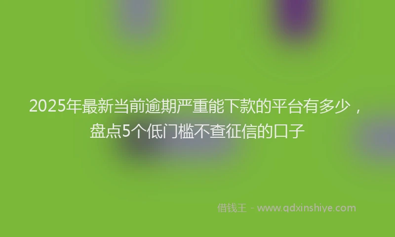 2025年最新当前逾期严重能下款的平台有多少，盘点5个低门槛不查征信的口子