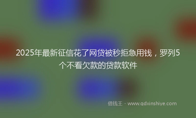 2025年最新征信花了网贷被秒拒急用钱，罗列5个不看欠款的贷款软件