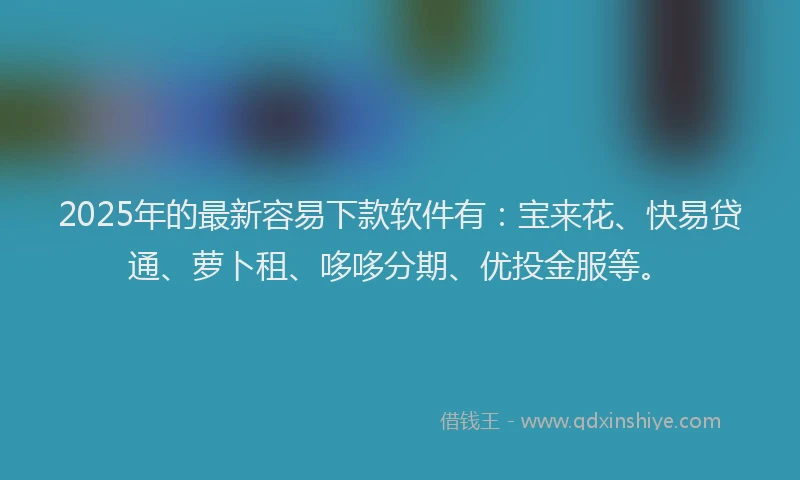 2025年的最新容易下款软件有：宝来花、快易贷通、萝卜租、哆哆分期、优投金服等。
