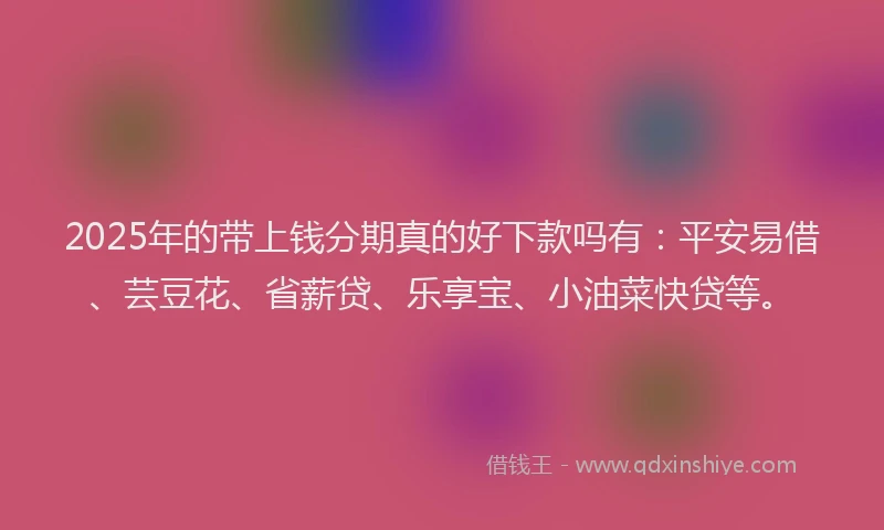 2025年的带上钱分期真的好下款吗有：平安易借、芸豆花、省薪贷、乐享宝、小油菜快贷等。