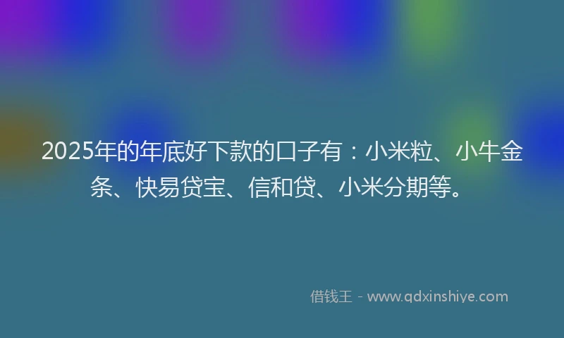 2025年的年底好下款的口子有：小米粒、小牛金条、快易贷宝、信和贷、小米分期等。