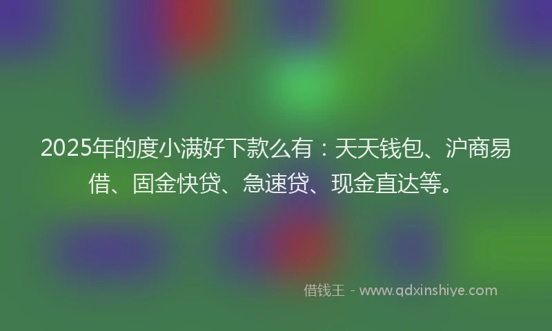 2025年的度小满好下款么有：天天钱包、沪商易借、固金快贷、急速贷、现金直达等。
