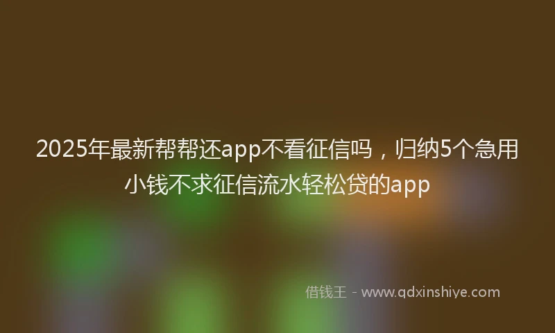 2025年最新帮帮还app不看征信吗，归纳5个急用小钱不求征信流水轻松贷的app