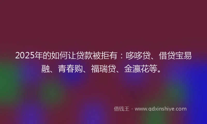 2025年的如何让贷款被拒有：哆哆贷、借贷宝易融、青春购、福瑞贷、金瀛花等。