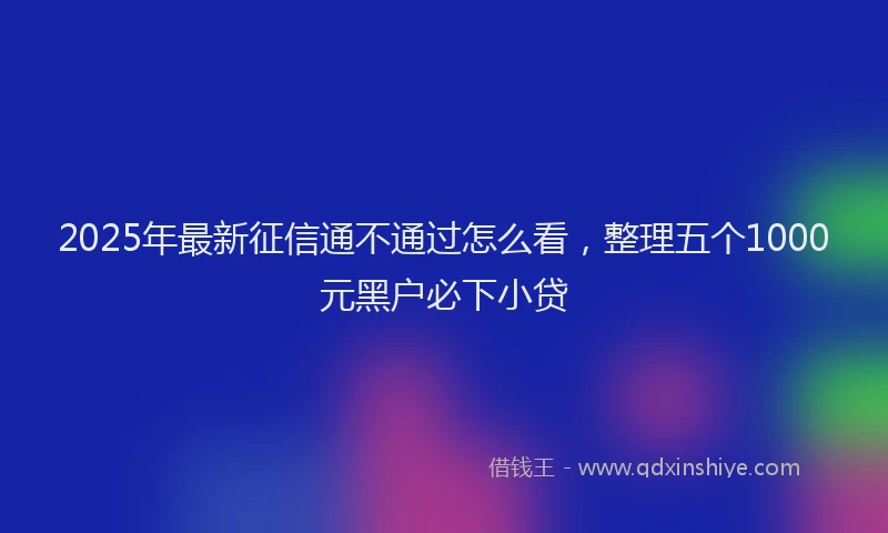 2025年最新征信通不通过怎么看，整理五个1000元黑户必下小贷