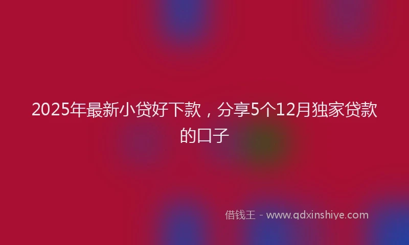2025年最新小贷好下款，分享5个12月独家贷款的口子