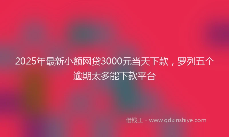 2025年最新小额网贷3000元当天下款，罗列五个逾期太多能下款平台