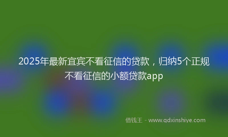 2025年最新宜宾不看征信的贷款，归纳5个正规不看征信的小额贷款app