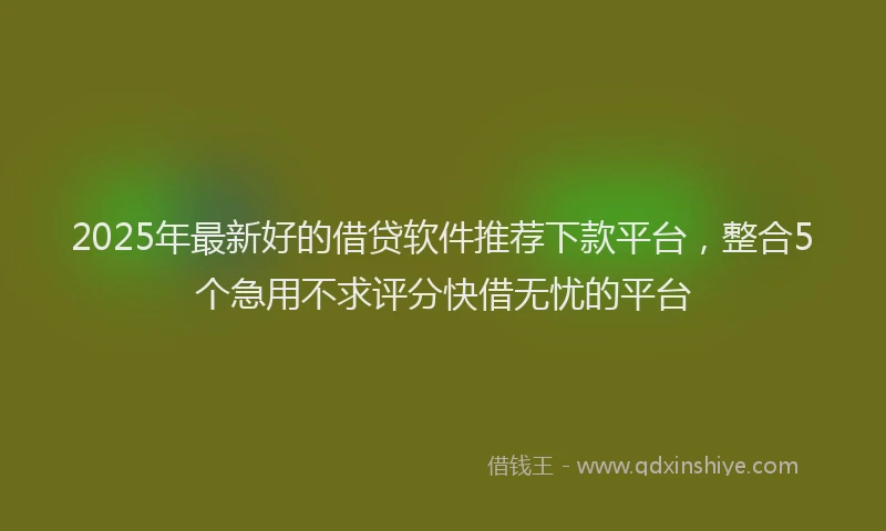 2025年最新好的借贷软件推荐下款平台，整合5个急用不求评分快借无忧的平台