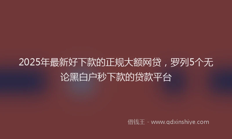 2025年最新好下款的正规大额网贷，罗列5个无论黑白户秒下款的贷款平台