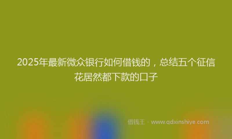 2025年最新微众银行如何借钱的，总结五个征信花居然都下款的口子