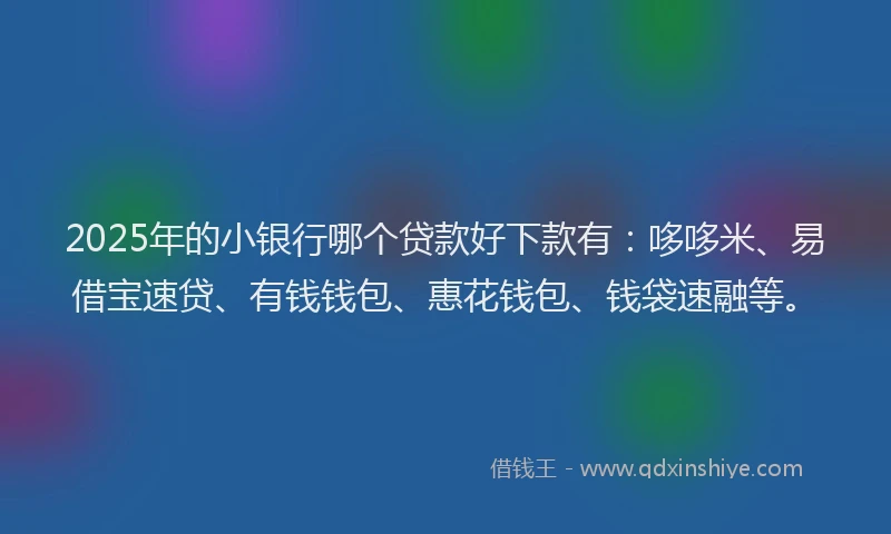 2025年的小银行哪个贷款好下款有：哆哆米、易借宝速贷、有钱钱包、惠花钱包、钱袋速融等。