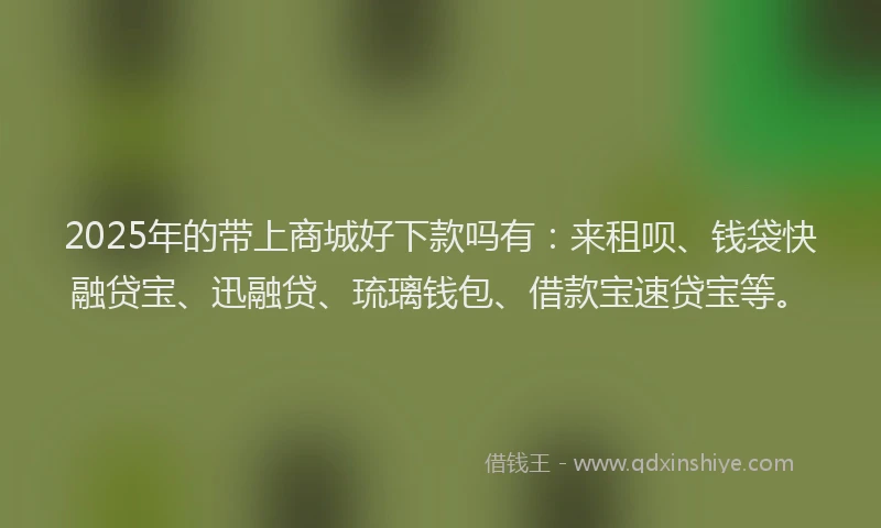2025年的带上商城好下款吗有：来租呗、钱袋快融贷宝、迅融贷、琉璃钱包、借款宝速贷宝等。