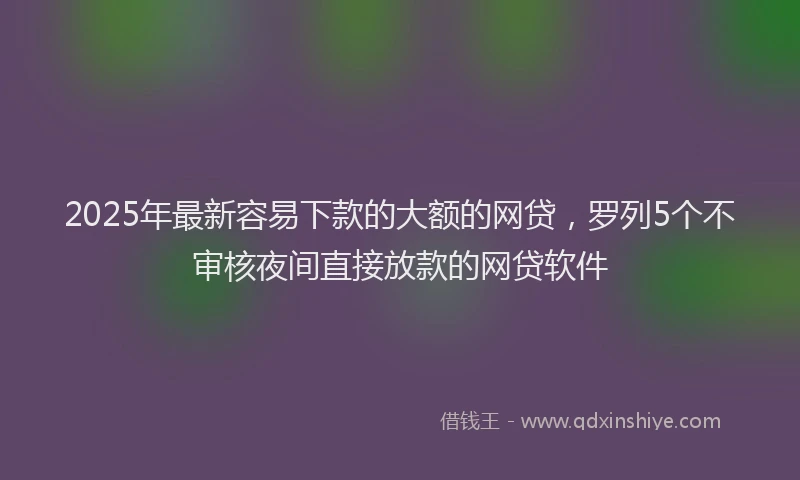 2025年最新容易下款的大额的网贷，罗列5个不审核夜间直接放款的网贷软件